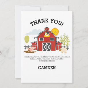 Remerciements Carte de remerciement Barnyard Bash