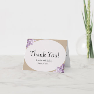 Remerciements Carte de remerciement beige et lilas
