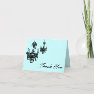 Remerciements Carte de remerciement bleue avec lustres noirs