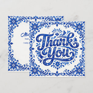 Remerciements 💙 Carte de remerciement Carré Azulejo