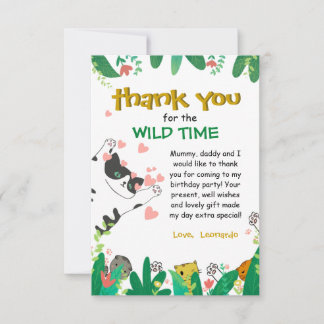 Remerciements Carte de remerciement Chat Chouette Kitty Verdure 
