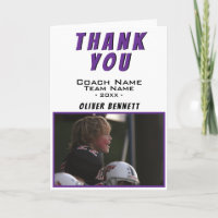 Carte de remerciement Coach Violet avec Photo