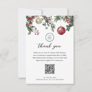 Remerciements Carte de remerciement d'affaires de Noël avec QR C