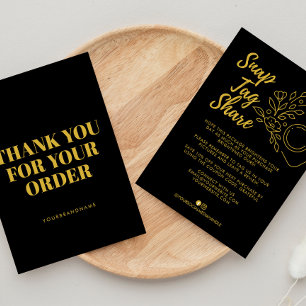Remerciements Carte de remerciement d'affaires Gold Black Snap T