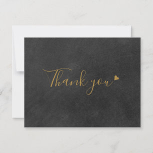 Remerciements Carte de remerciement d'affaires Script Gold Chalk