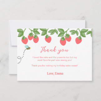 Remerciements Carte de remerciement d'anniversaire à la fraise