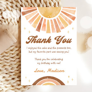 Remerciements Carte de remerciement d'anniversaire Boho Rainbow