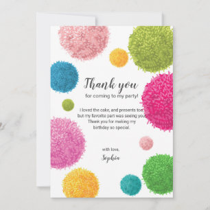 Remerciements Carte de remerciement d'anniversaire Colorée avec 