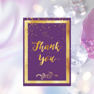 Remerciements Carte de remerciement d'anniversaire en or violet