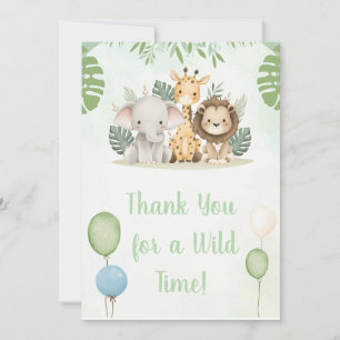 Remerciements Carte de remerciement d'anniversaire Jungle Safari