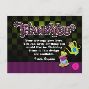 Remerciements carte de remerciement d'anniversaire MAD TEA PARTY