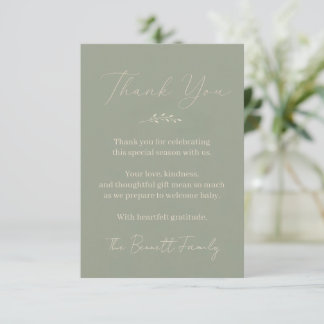 Remerciements Carte de remerciement de Baby Shower Vert Sauge