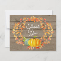 Carte de remerciement de citrouille d'automne à l'
