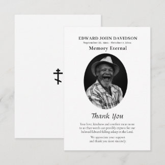 Remerciements Carte de remerciement de deuil orthodoxe avec phot