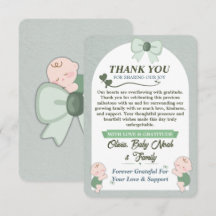 Carte de remerciement de douche bébé garçon Vert S