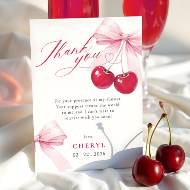 Remerciements Carte de remerciement de douche de mariée Cherry o (Créateur téléchargé)