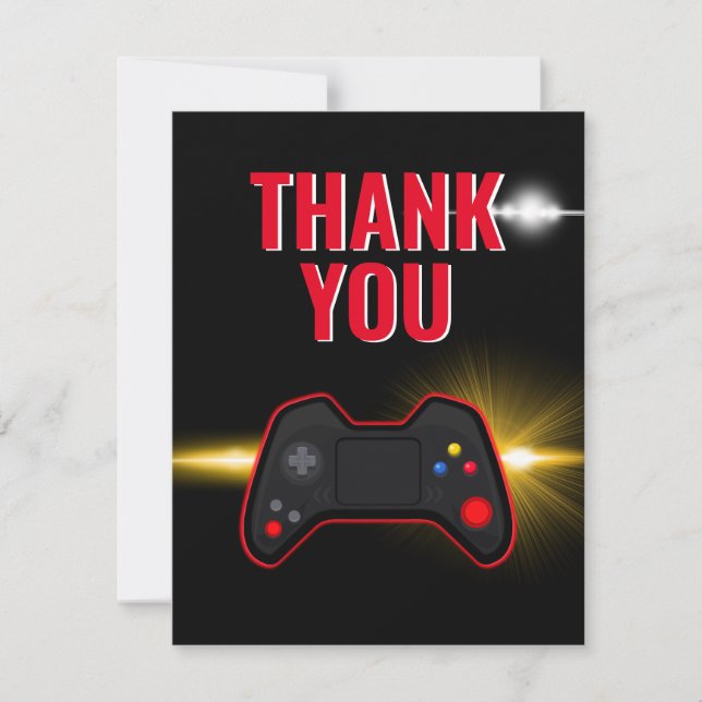 Remerciements Carte de remerciement de fête de jeu vidéo rouge (Devant)