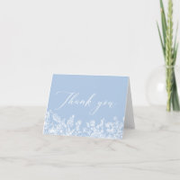 Carte de remerciement de fiançailles florale bleu