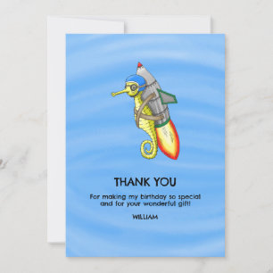 Remerciements Carte de remerciement de licorne de mer de fusée r