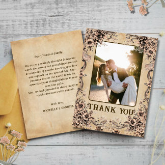 Remerciements Carte de remerciement de mariage à cadre floral vi