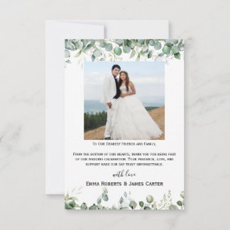 Remerciements Carte de remerciement de mariage à écriture simple
