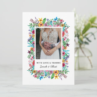 Remerciements Carte de remerciement de mariage à fleurs colorées