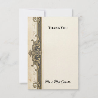 Remerciements Carte de remerciement de mariage à parchemin vinta