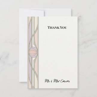 Remerciements Carte de remerciement de mariage Art Déco rose