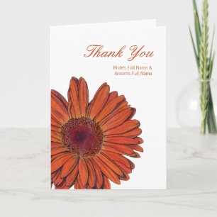 Remerciements Carte de remerciement de mariage aux Gerbera