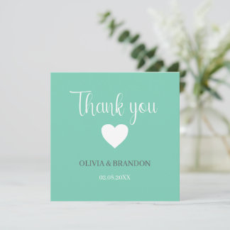 Remerciements Carte de remerciement de mariage bleu vert sauge
