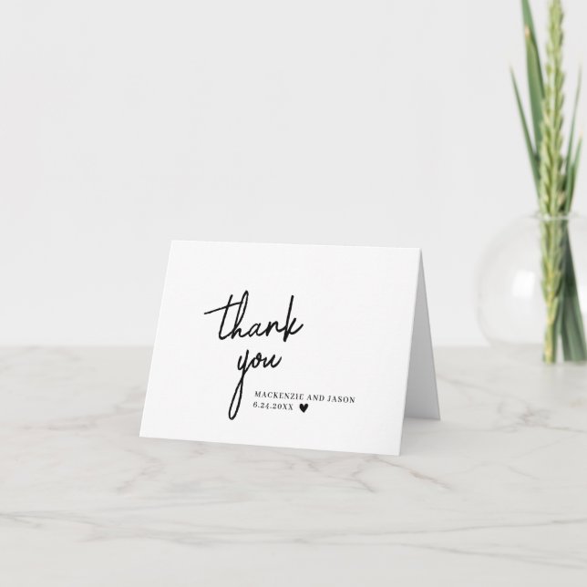 Remerciements Carte de remerciement de mariage chic | Écriture n (Devant)