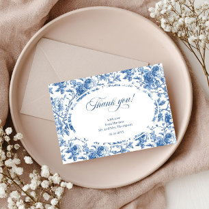 Remerciements Carte de remerciement de mariage classique Blue Ro