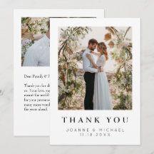 Carte de remerciement de mariage élégante avec pho