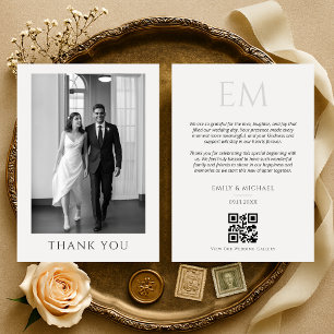 Remerciements Carte de remerciement de mariage élégante avec QR 
