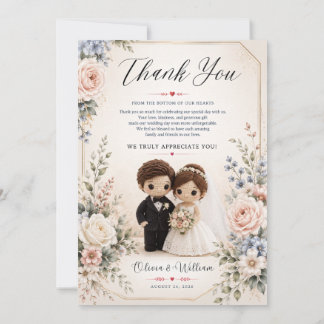 Remerciements Carte de remerciement de mariage élégante avec une