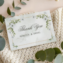 Carte de Remerciement de Mariage Élégante Fleurie 