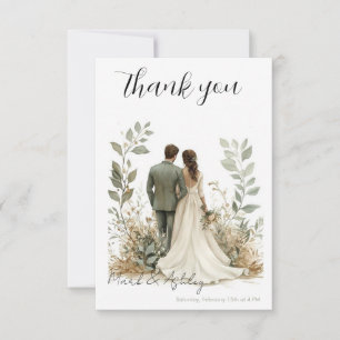 Remerciements Carte de remerciement de mariage élégante sur le t