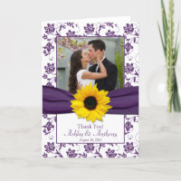 Carte de remerciement de mariage en damas violet t