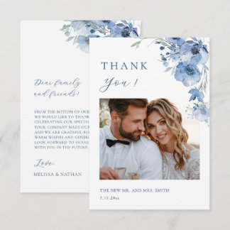 Remerciements Carte de remerciement de mariage Fleurs d'art fin 