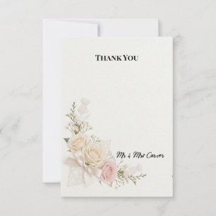 Remerciements Carte de remerciement de mariage floral Ivory Blus