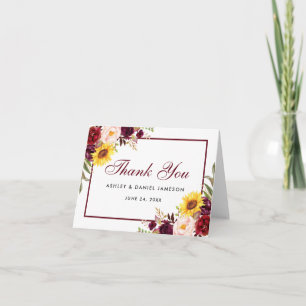 Remerciements Carte de remerciement de mariage florale aquarelle