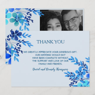 Remerciements Carte de remerciement de mariage florale aquarelle