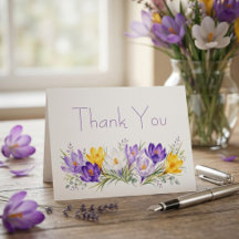 Carte de remerciement de mariage florale Crocus ja