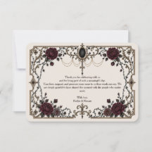 Carte de Remerciement de Mariage Florale Gothique 