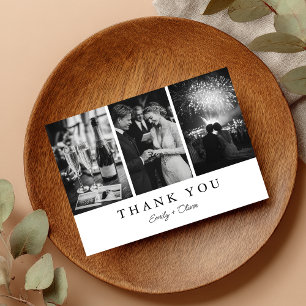 Remerciements Carte de remerciement de mariage moderne 3 photos
