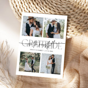 Remerciements Carte de remerciement de mariage multi-photo blanc