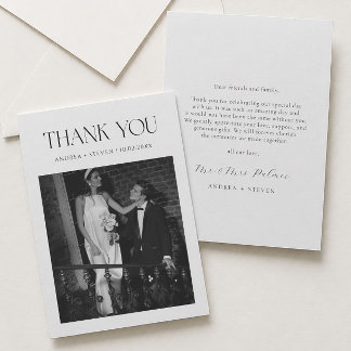 Remerciements Carte de remerciement de mariage Old Money noir et