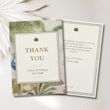 Carte de remerciement de mariage Peacock Palm
