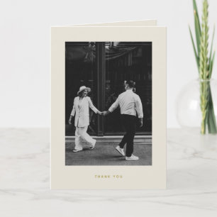 Remerciements Carte de remerciement de mariage photo beige minim