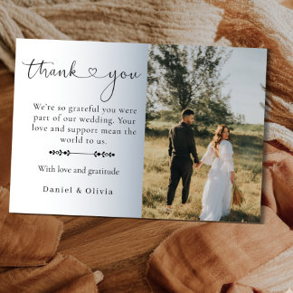 Remerciements Carte de remerciement de mariage photo élégante et